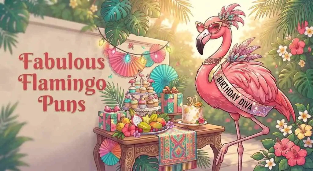 Fabulous flamingo wearing party accessories