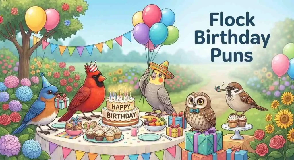 Happy bird flock birthday party