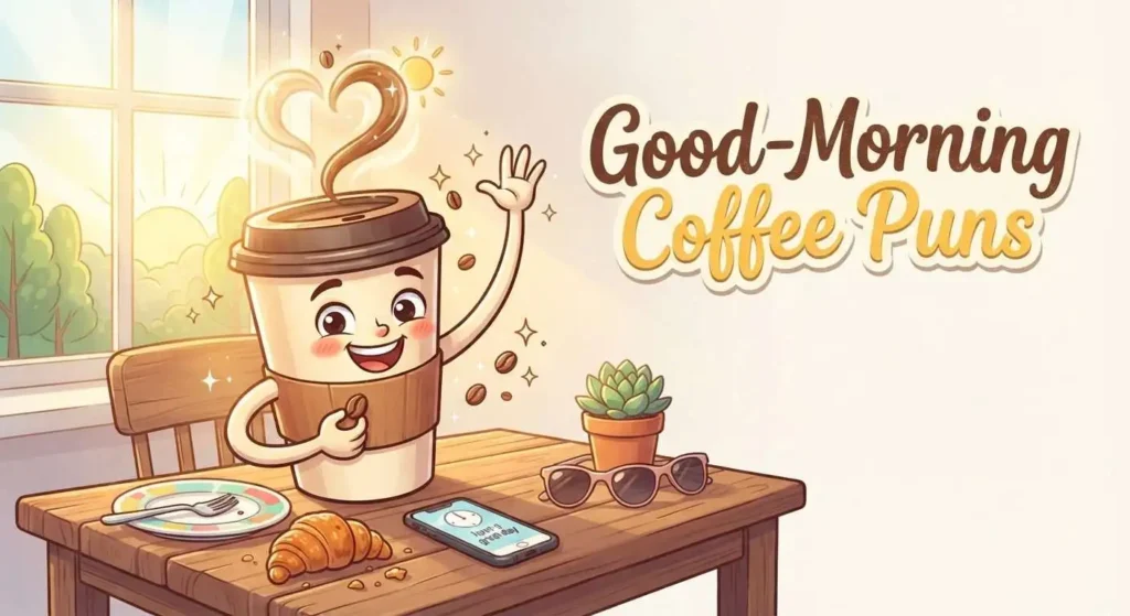 Happy coffee cup starting morning