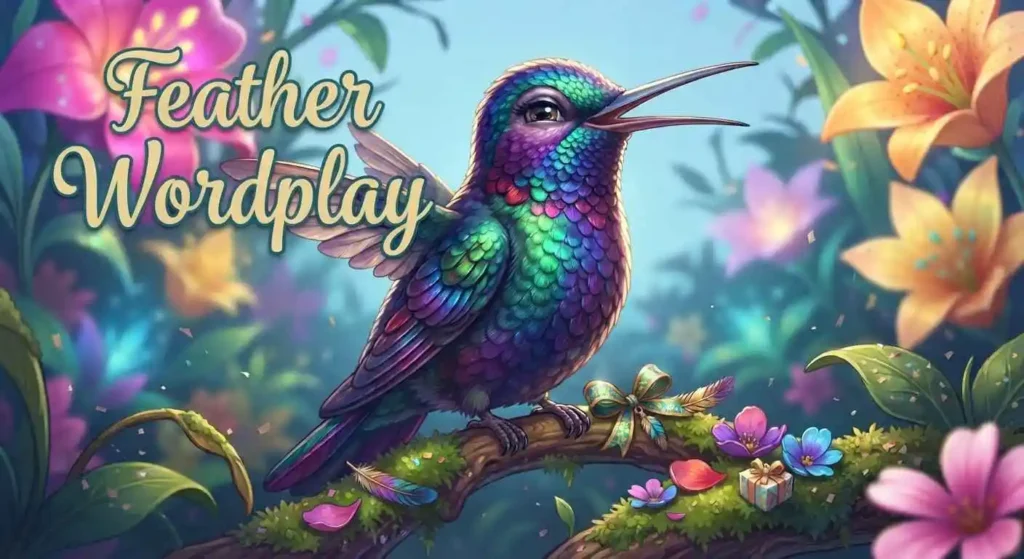 Colorful hummingbird feather birthday