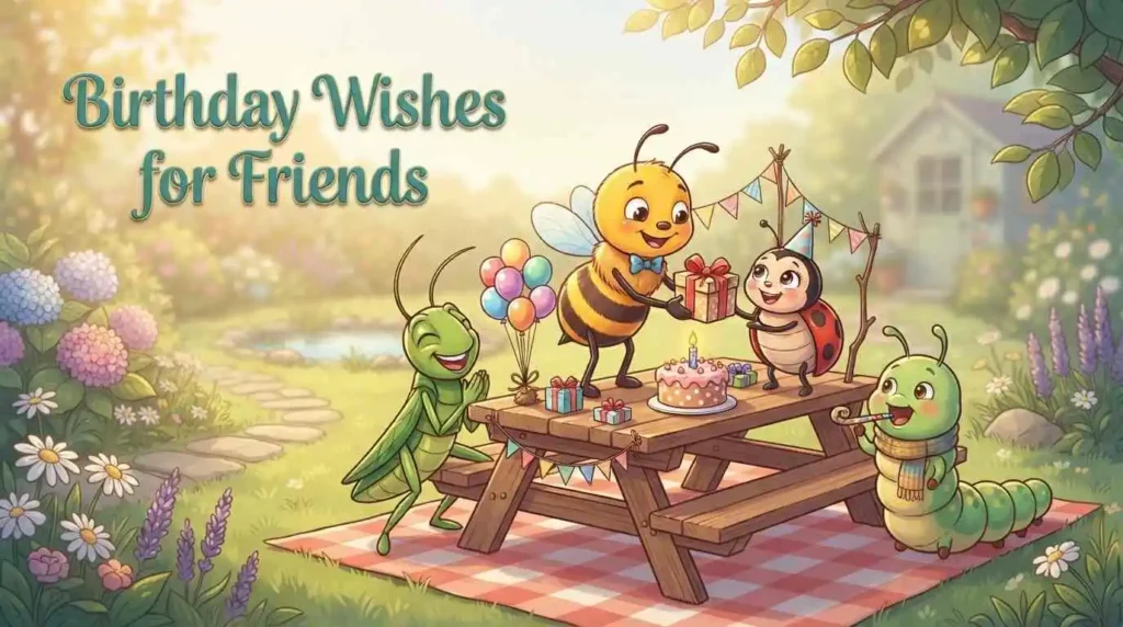 Insect friends celebrating birthday together