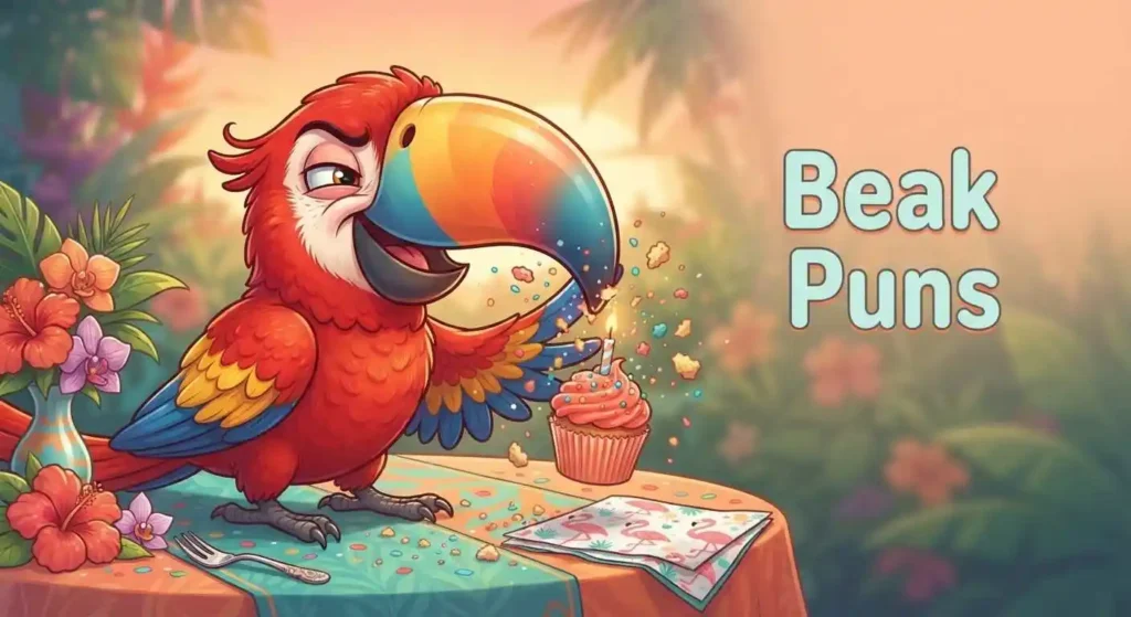 Funny parrot showing colorful beak