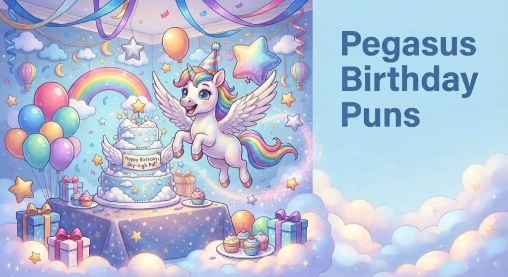Pegasus celebrating birthday with cake