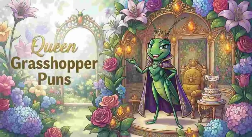 queen grasshopper celebrating