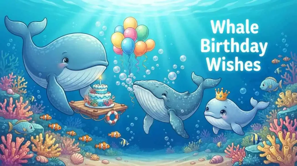 Whales celebrating birthday with friends