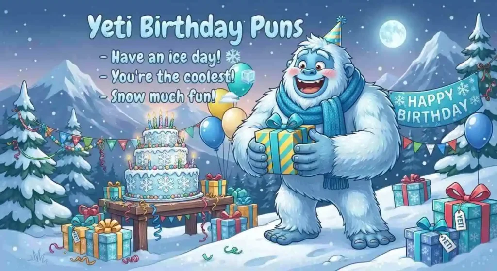 Funny Yeti birthday celebration
