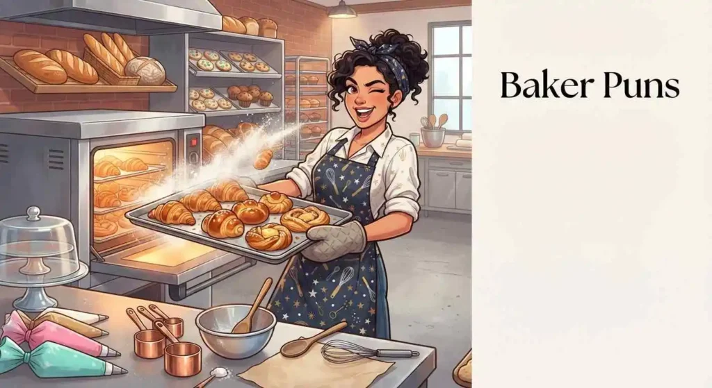Funny baker creating pastries