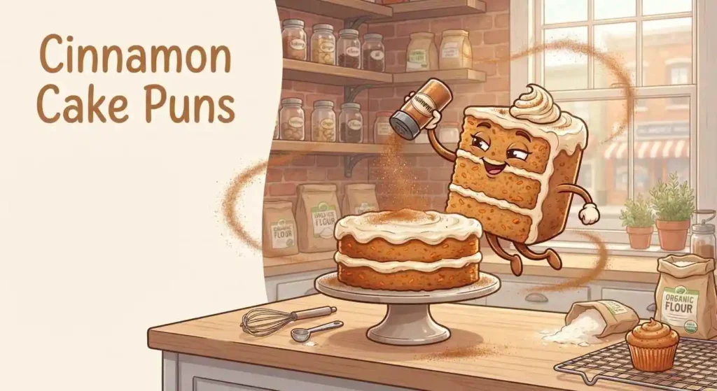 Funny cinnamon cake baking