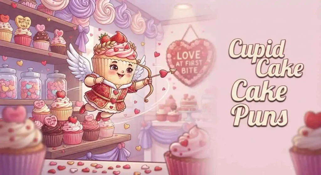 Cupid cake shooting heart arrows