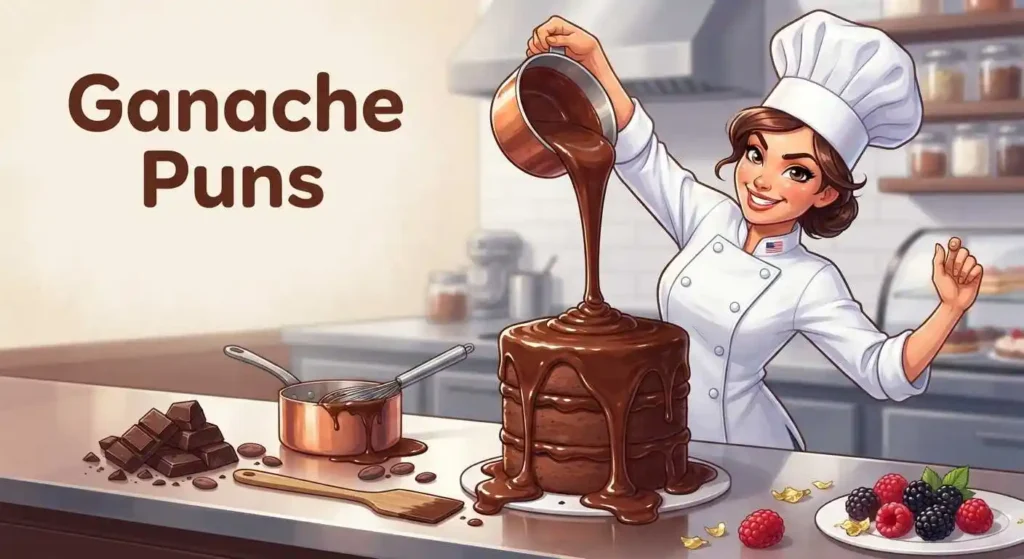 Playful ganache cake scene
