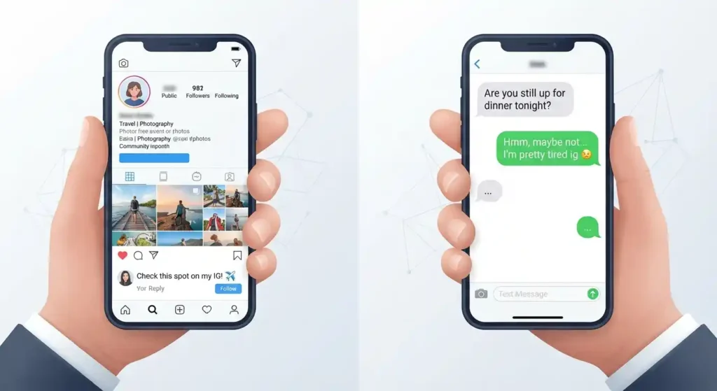 Two conversations showing different meanings of IG in context