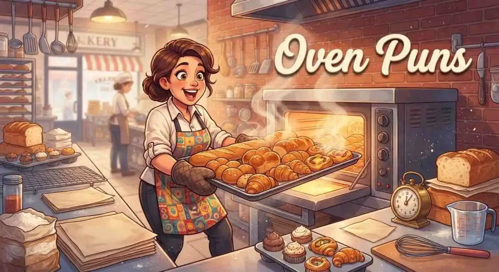 baker checking hot oven