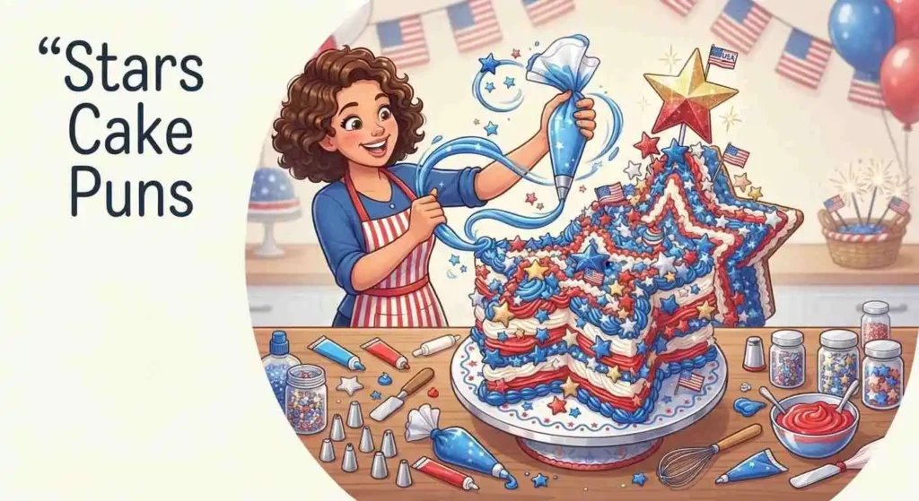 Star cake with patriotic decorations