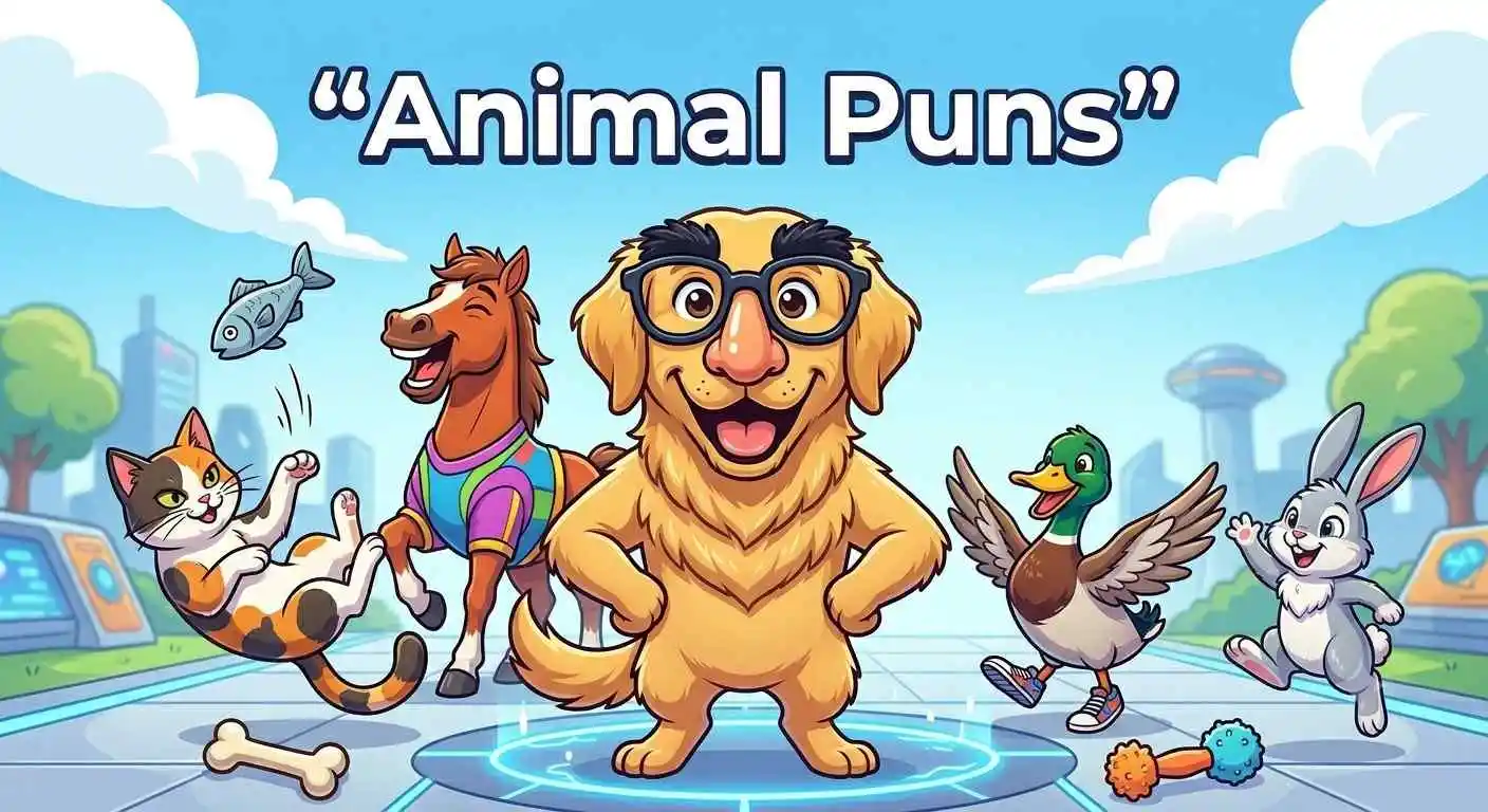 Funny cartoon animals making puns