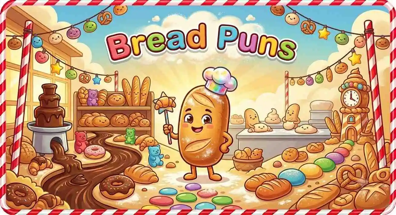 Funny bread bakery cartoon scene