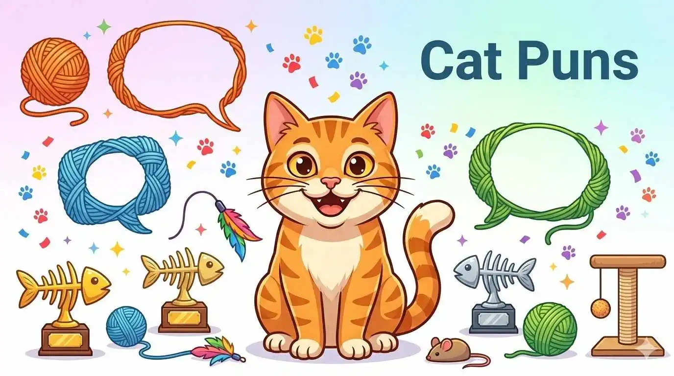 Funny cartoon cats making puns