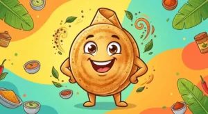 Funny cartoon dosa characters laughing together