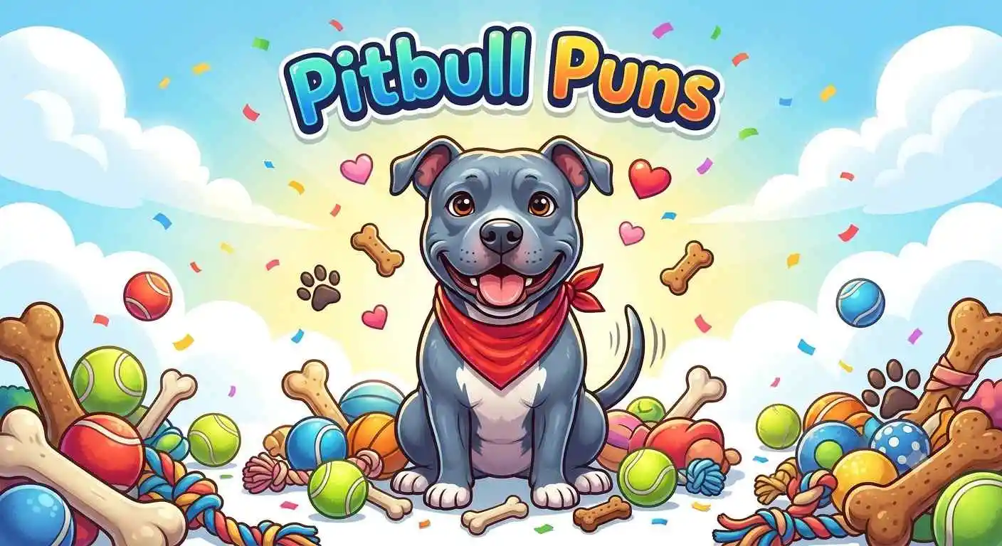 Happy pitbull with hearts