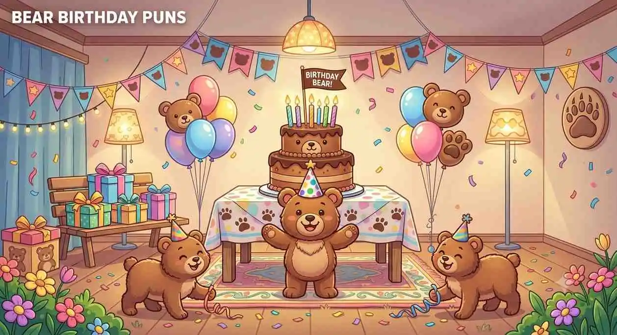 Bear Birthday Puns Celebration Party