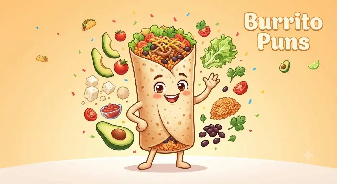 Funny smiling burrito character