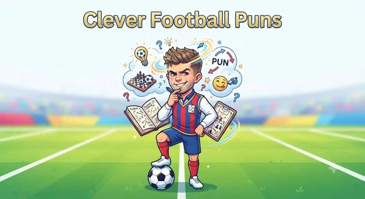 Funny football player with clever puns