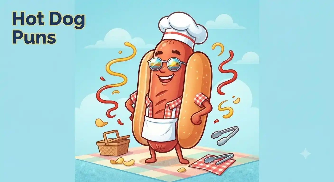 Funny hot dog character smiling