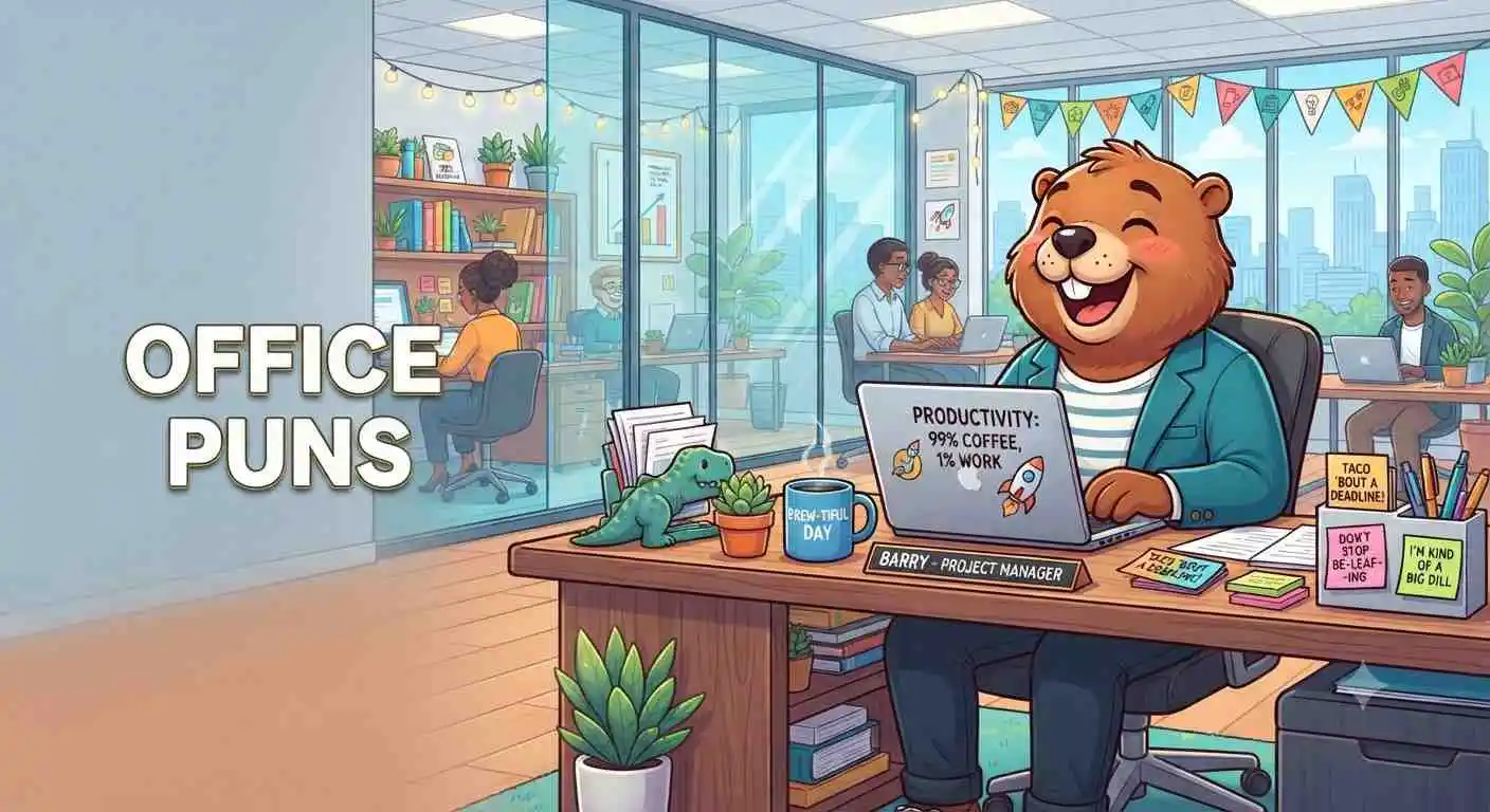 Funny office with workers