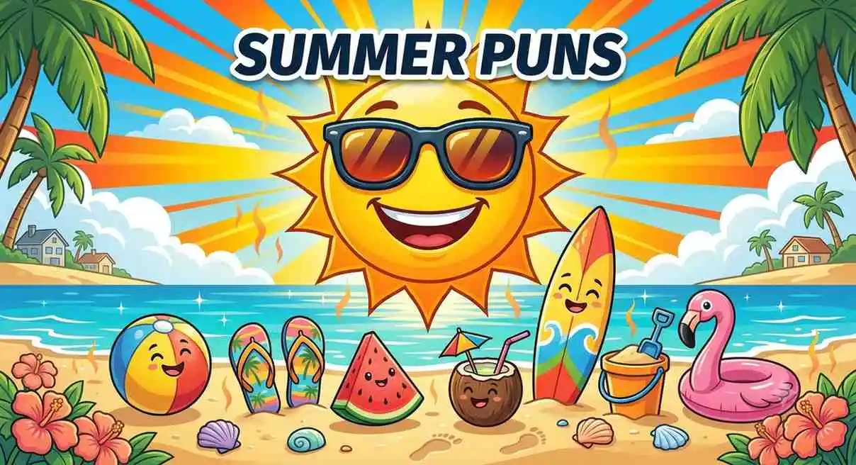 Cute summer characters having fun