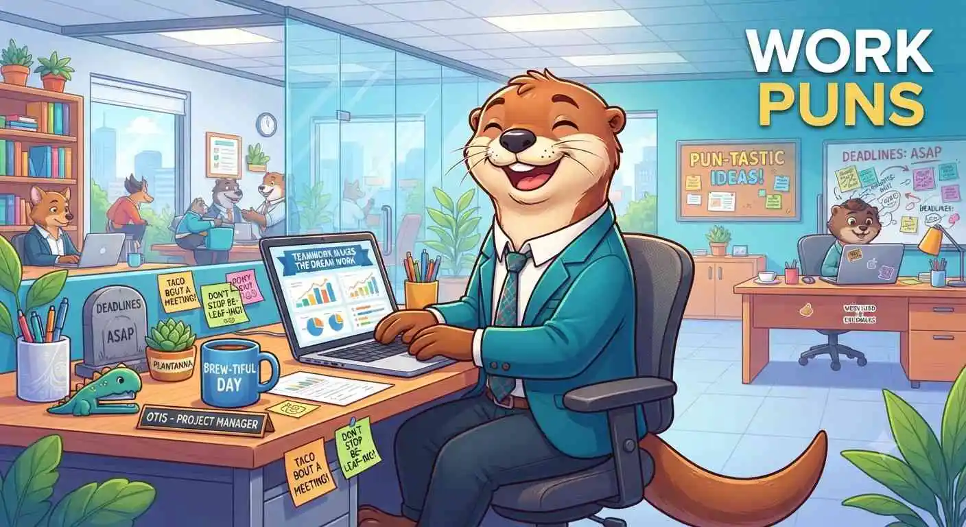 Funny office with worker