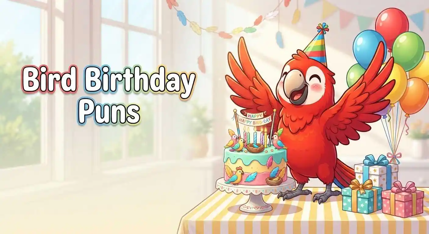 Colorful birds celebrating a birthday