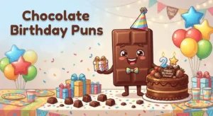 Chocolate birthday puns party illustration