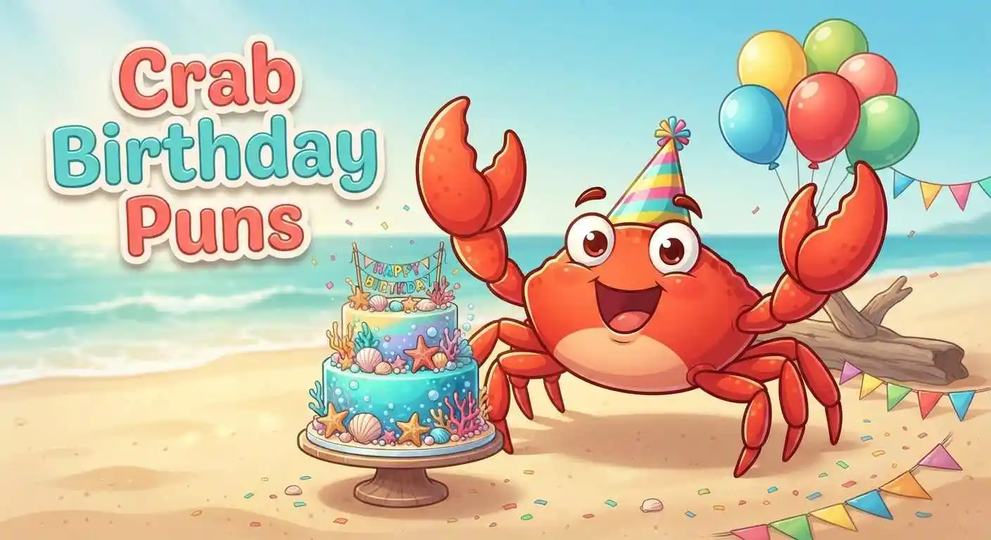 Cute crab celebrating birthday