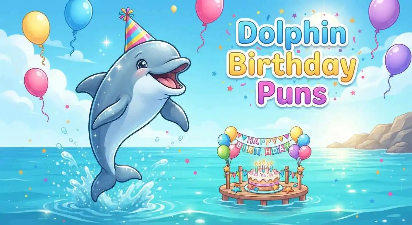 Funny dolphin birthday celebration