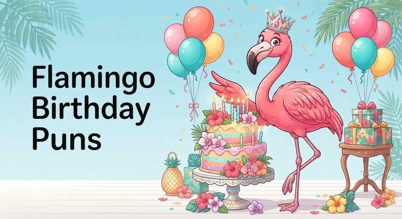 Pink flamingo celebrating birthday party
