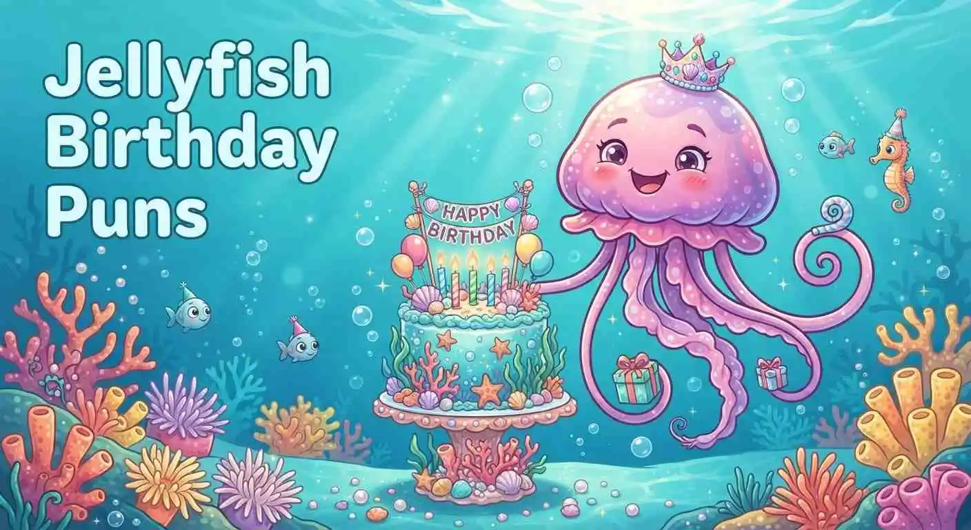 Cute jellyfish celebrating birthday