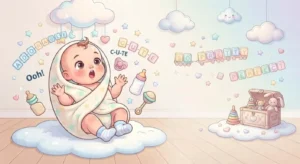 Cute newborn baby pun illustration