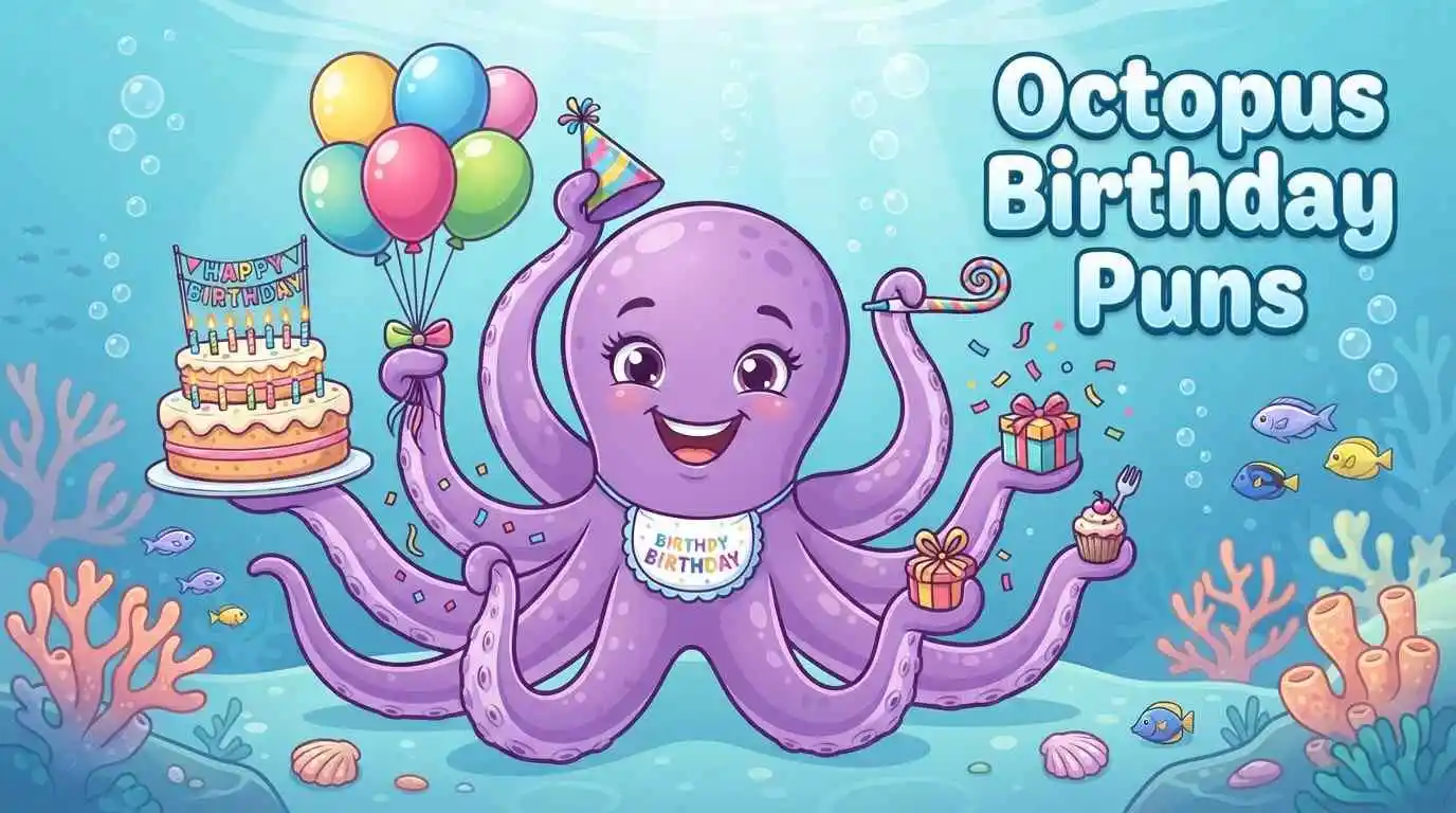 Cute octopus celebrating birthday party