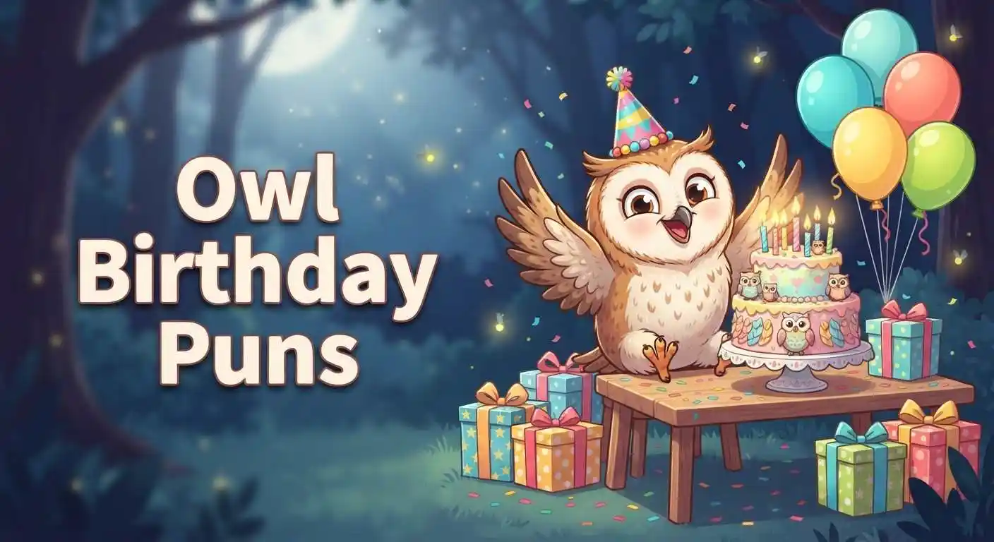 Cute owl celebrating birthday