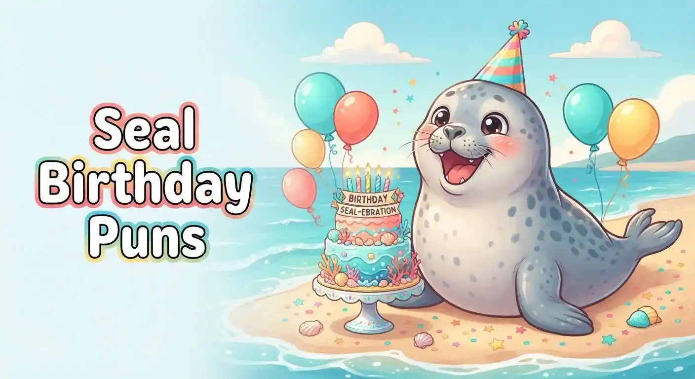 Cute seal celebrating a birthday