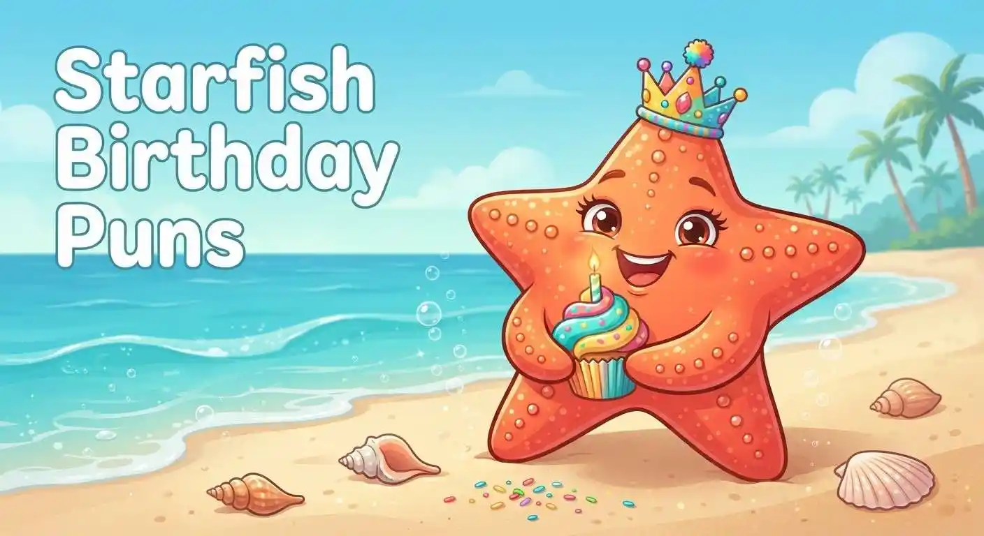 Cute starfish celebrating a birthday
