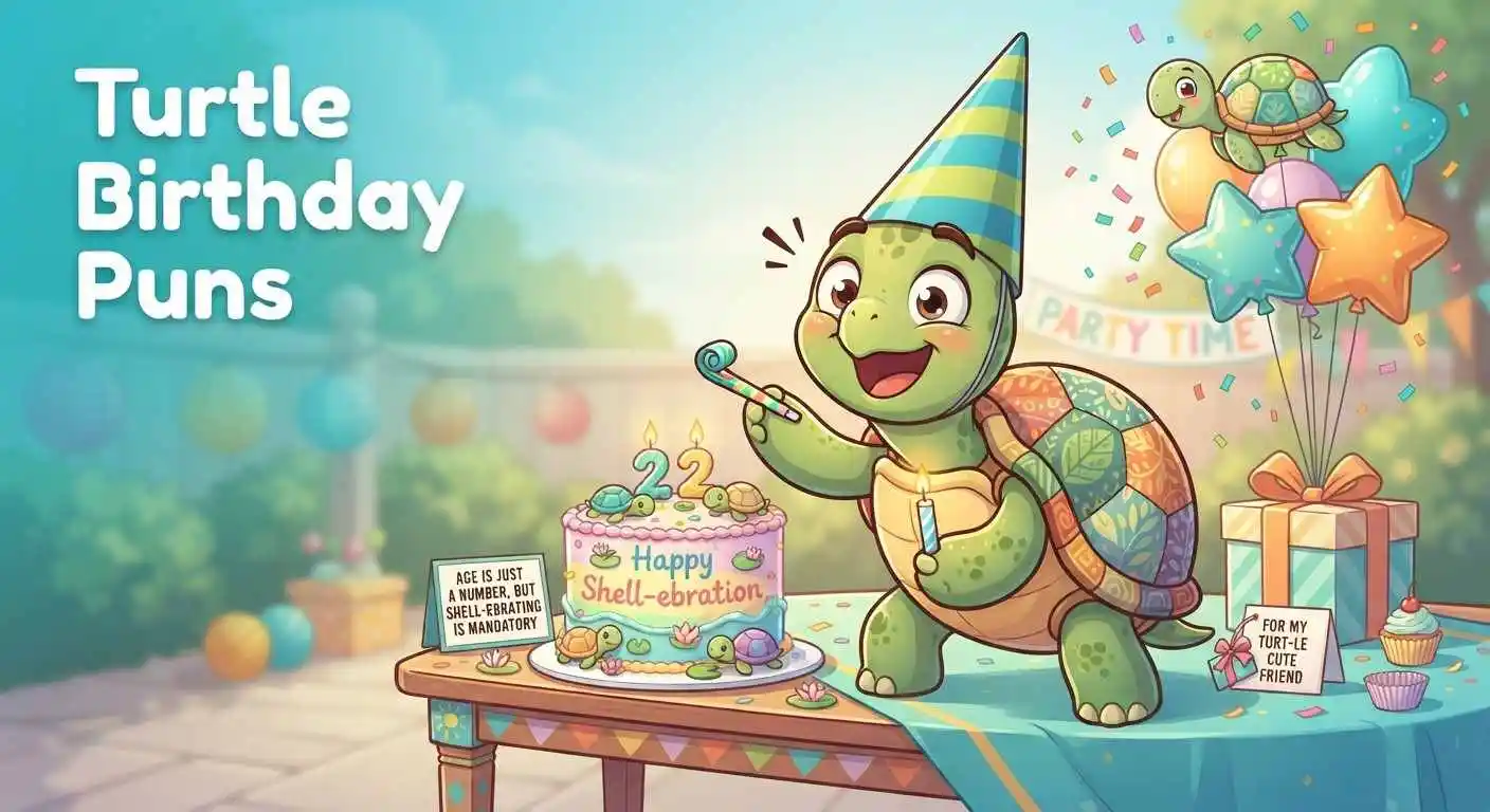 Funny turtle birthday celebration