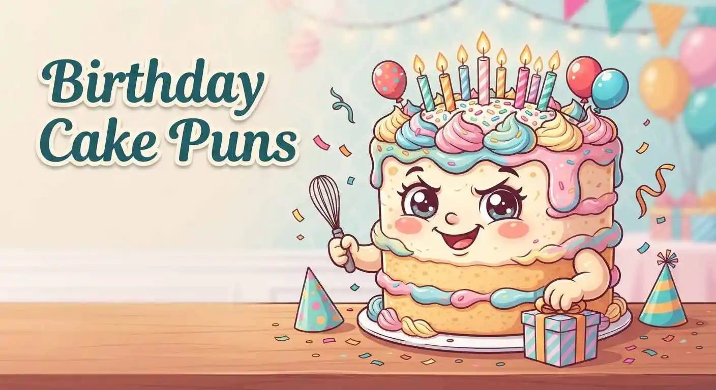 Funny birthday cake pun celebration