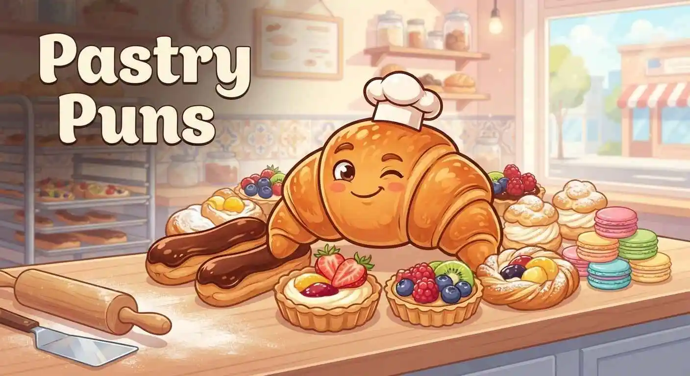 Funny pastries with playful expressions