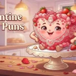 Valentine cake surrounded by hearts