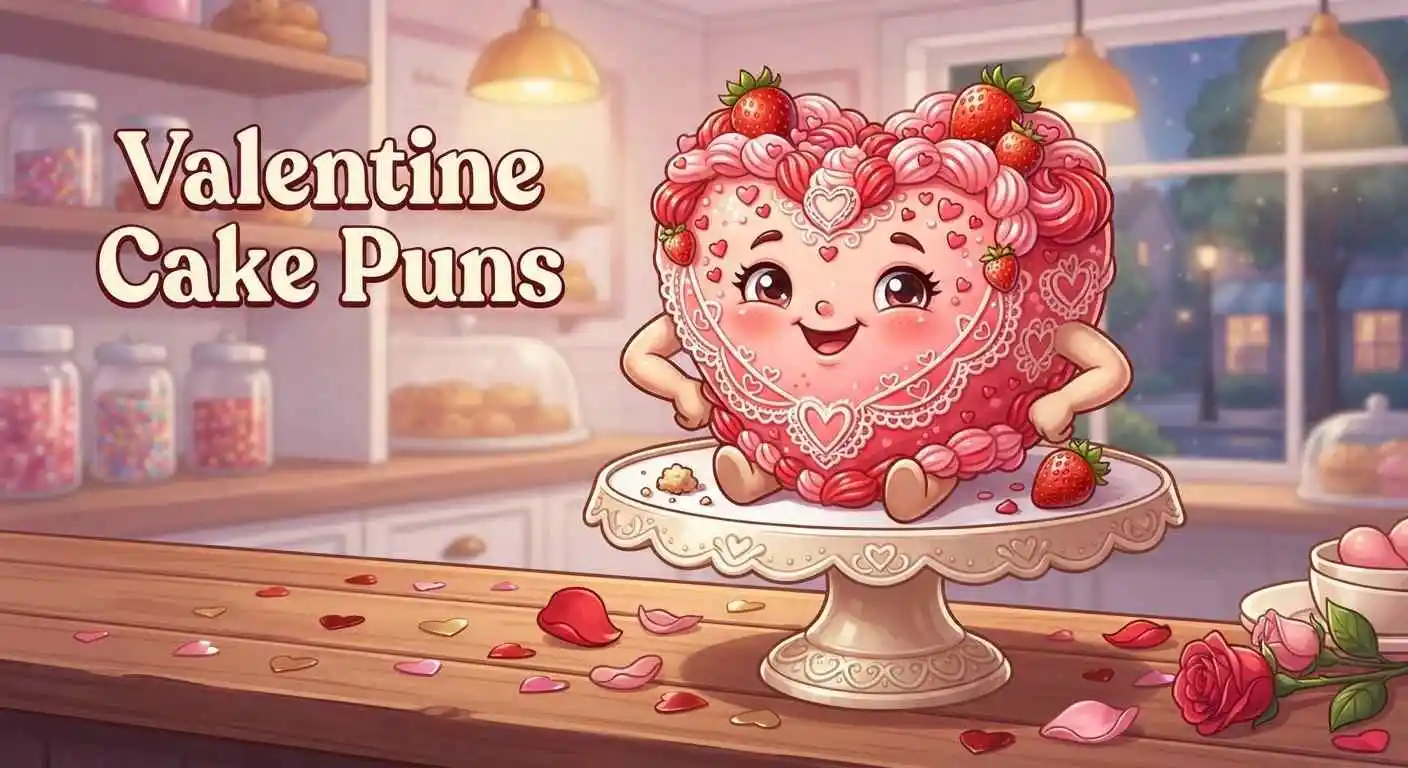 Valentine cake surrounded by hearts